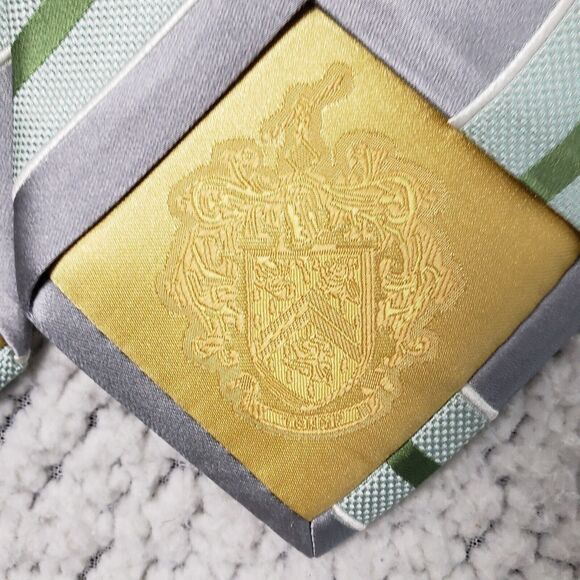 Donald Trump 100% Silk Tie OS Gray Green Stripe Power Office Siren - Picture 7 of 8